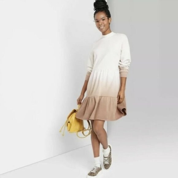 Wild Fable Brown Ombre Sweatshirt Dress New - Picture 1 of 1